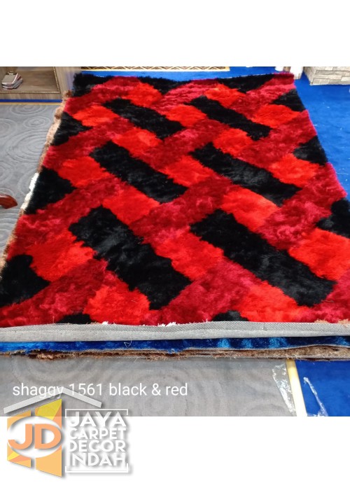 Karpet Shaggy Veronica 1561 Black & Red ukuran 100x150, 150x200, 200x300